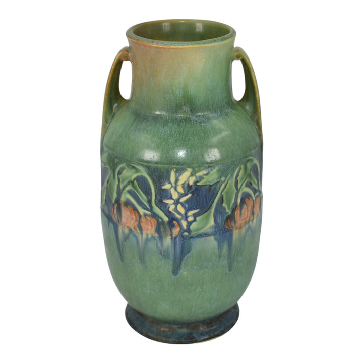 Roseville Baneda Green 1932 Vintage Arts And Crafts Pottery Ceramic Vase 594-9 - Just Art Pottery
