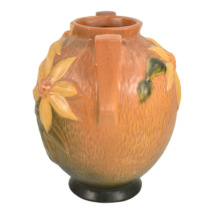 Roseville Clematis Brown 1944 Mid Century Modern Art Pottery Ceramic Vase 107-8