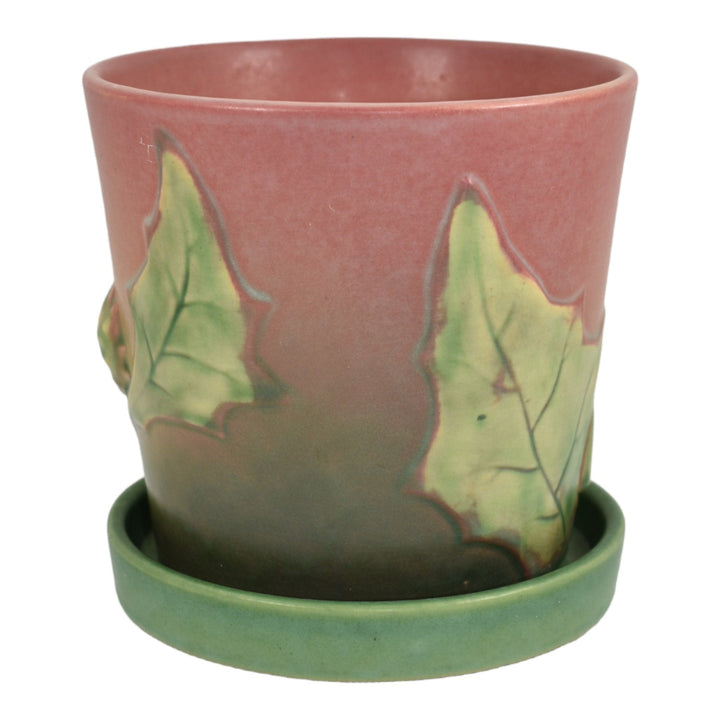 Roseville Thornapple Pink 1937 Vintage Pottery Flower Pot Saucer Planter 639-5 - Just Art Pottery