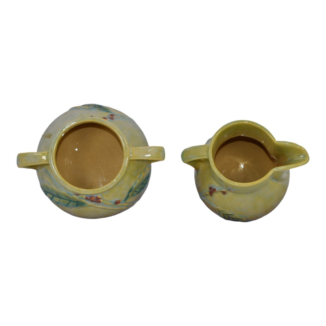 Roseville Wincraft Green 1948 Art Pottery Teapot Sugar Bowl Creamer Tea Set 250 - Just Art Pottery