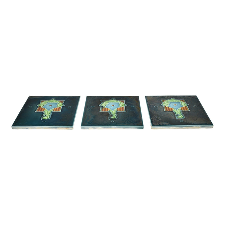 H And R Johnson English Vintage Art Pottery Set of Three Ceramic Wall Tiles - Just Art Pottery