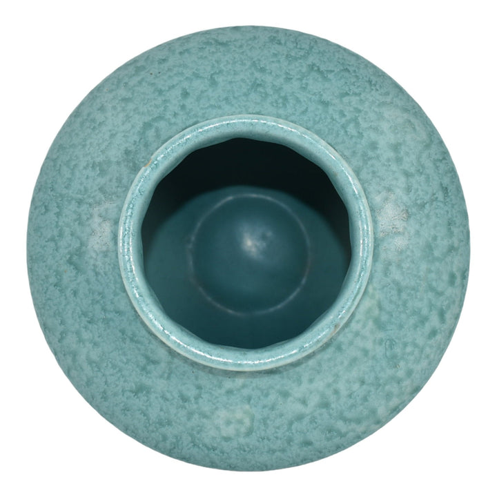 Roseville Tourmaline 1933 Art Deco Pottery Mottled Turquoise Blue Vase 200-4 - Just Art Pottery