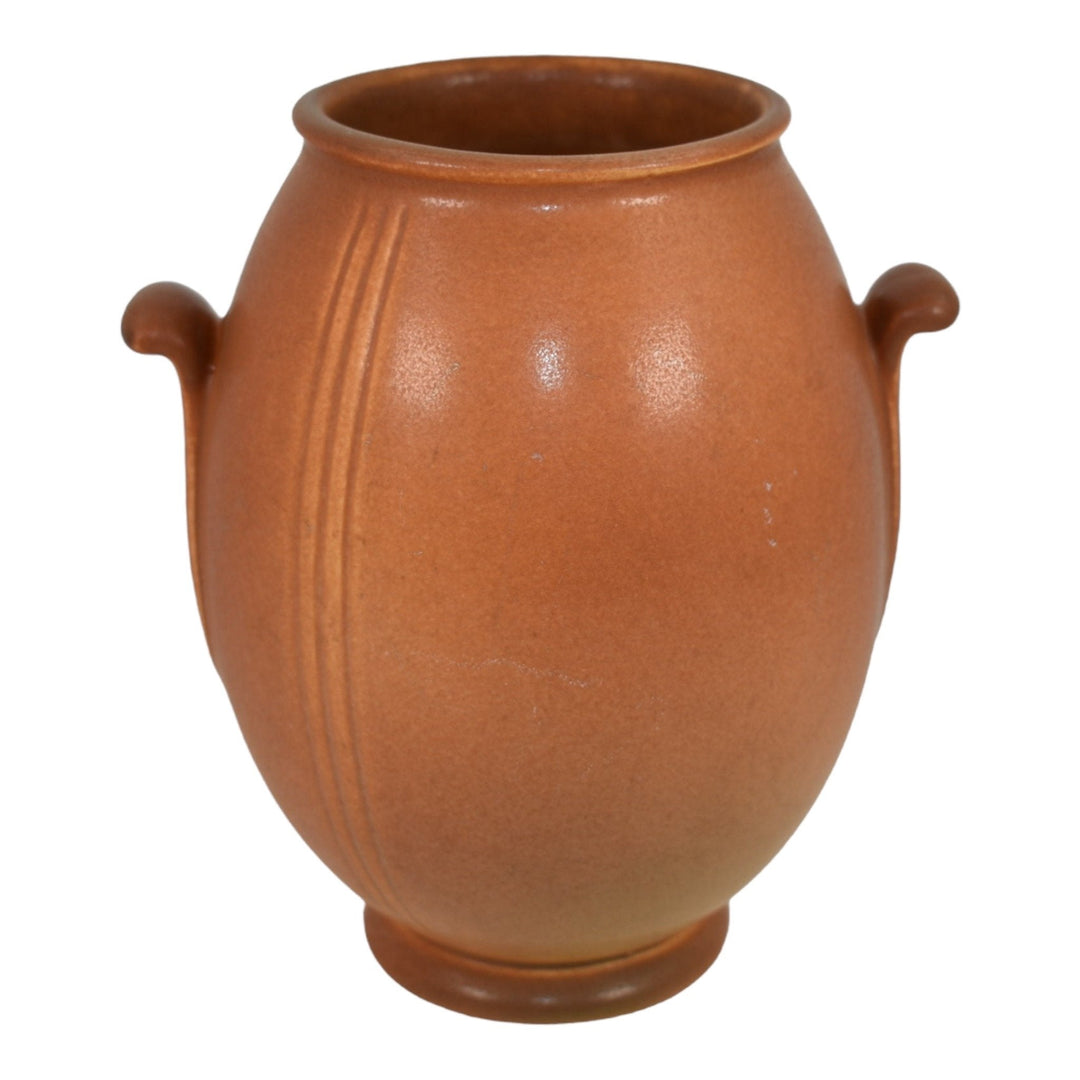 Weller Velva 1928-33 Vintage Art Deco Pottery Brown Handled Ceramic Flower Vase - Just Art Pottery