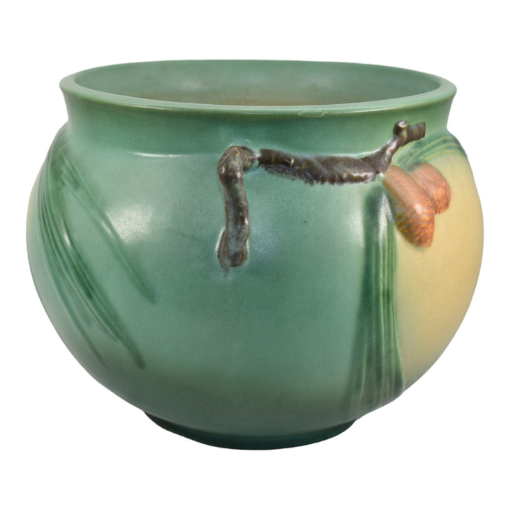 Roseville Pine Cone Green 1953 Vintage Pottery Ceramic Jardiniere Planter 402-8 - Just Art Pottery