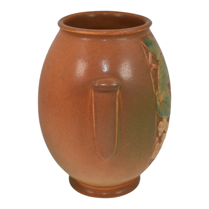 Weller Velva 1928-33 Vintage Art Deco Pottery Brown Handled Ceramic Flower Vase - Just Art Pottery