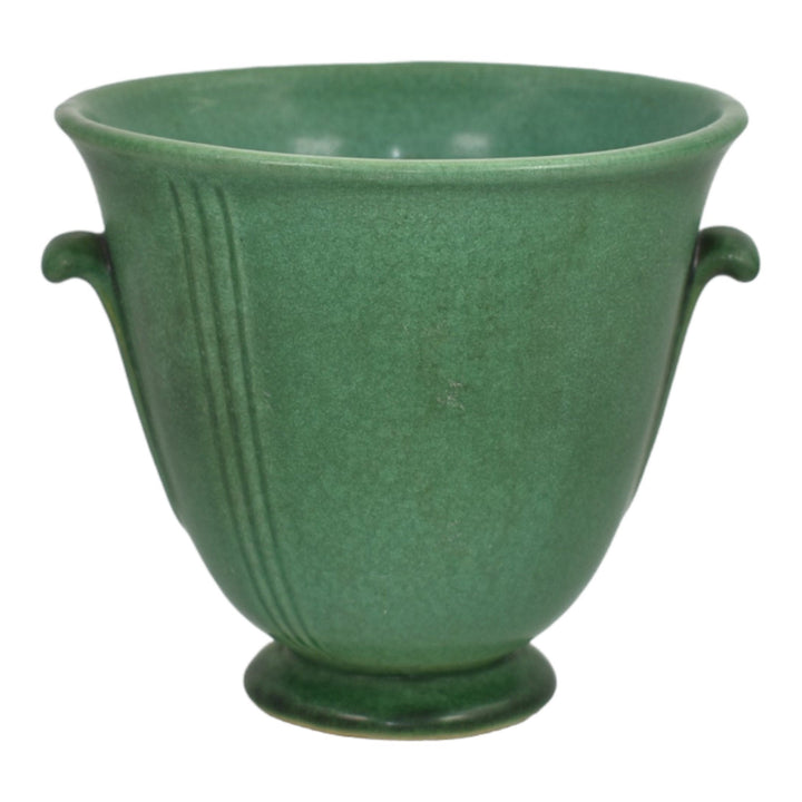 Weller Velva Green 1928-33 Vintage Art Deco Pottery Handled Ceramic Vase - Just Art Pottery