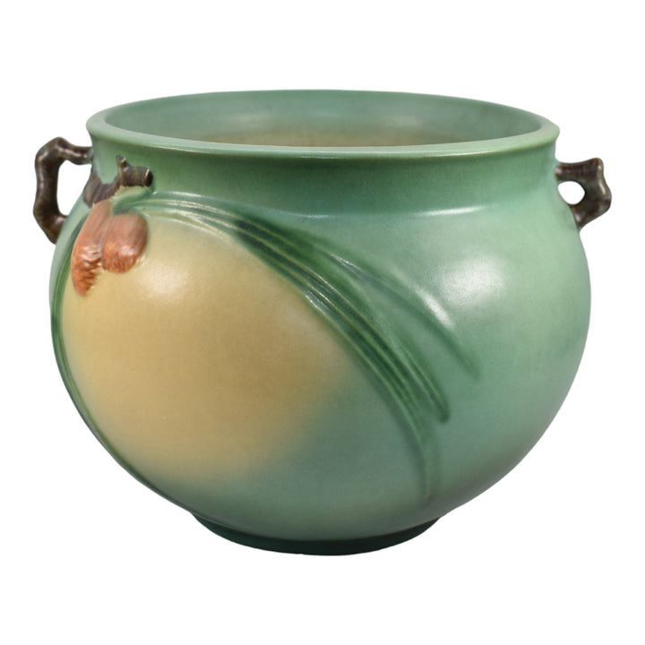 Roseville Pine Cone Green 1953 Vintage Pottery Ceramic Jardiniere Planter 402-8 - Just Art Pottery