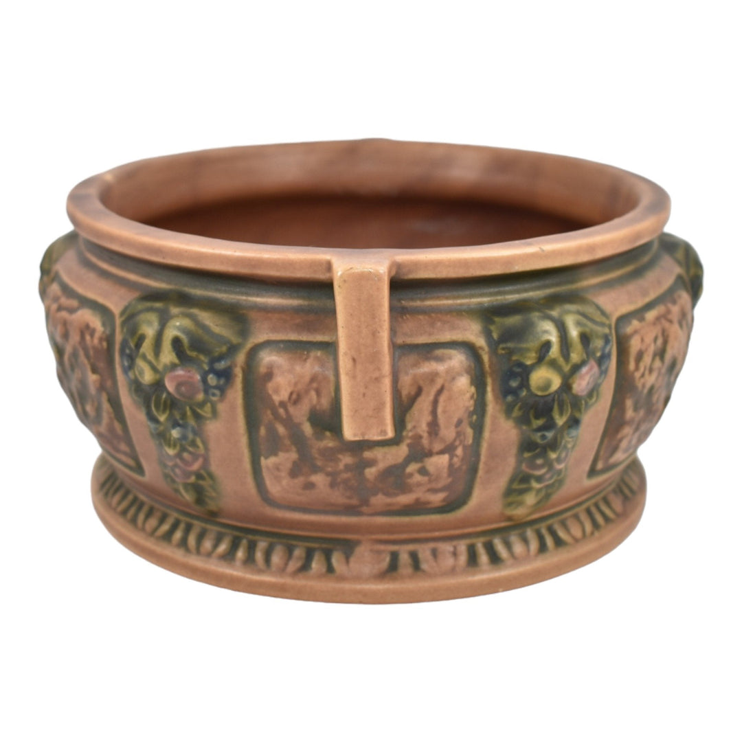 Roseville Florentine I Brown 1924 Arts And Crafts Pottery Ceramic Bowl 258-6 - Just Art Pottery
