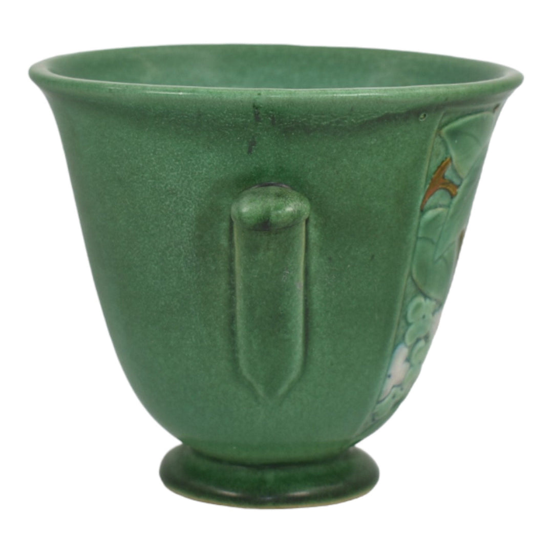 Weller Velva Green 1928-33 Vintage Art Deco Pottery Handled Ceramic Vase - Just Art Pottery