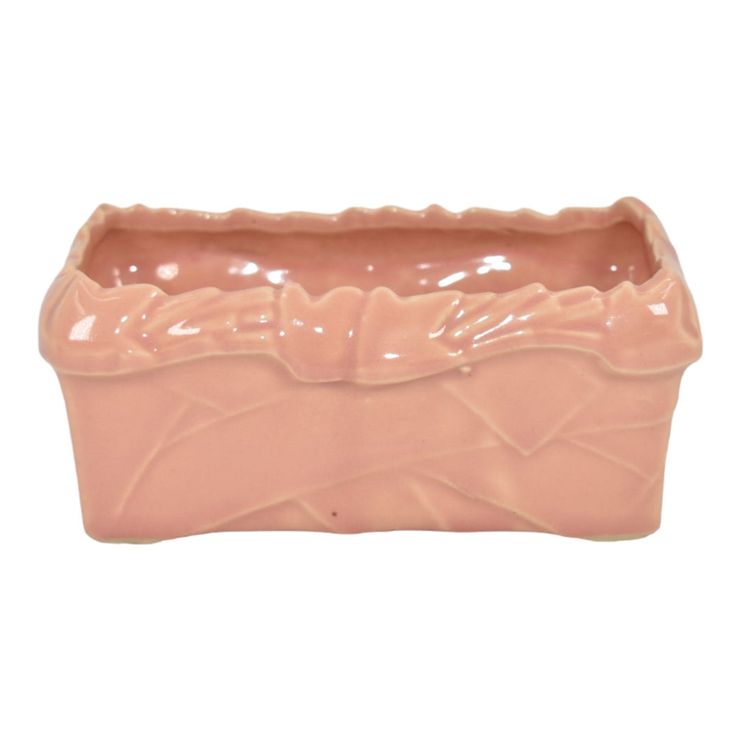 McCoy 1948 Mid Century Modern Pottery Coral Pink Ceramic Rectangular Planter 609