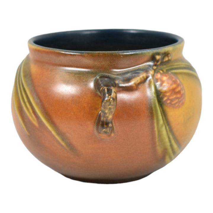 Roseville Pine Cone Brown 1936 Vintage Pottery Ceramic Jardiniere Planter 632-3