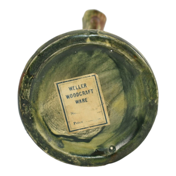 Weller Woodcraft 1920s Vintage Art Pottery Red Apple Tree Brown Ceramic Bud Vase - Just Art Pottery