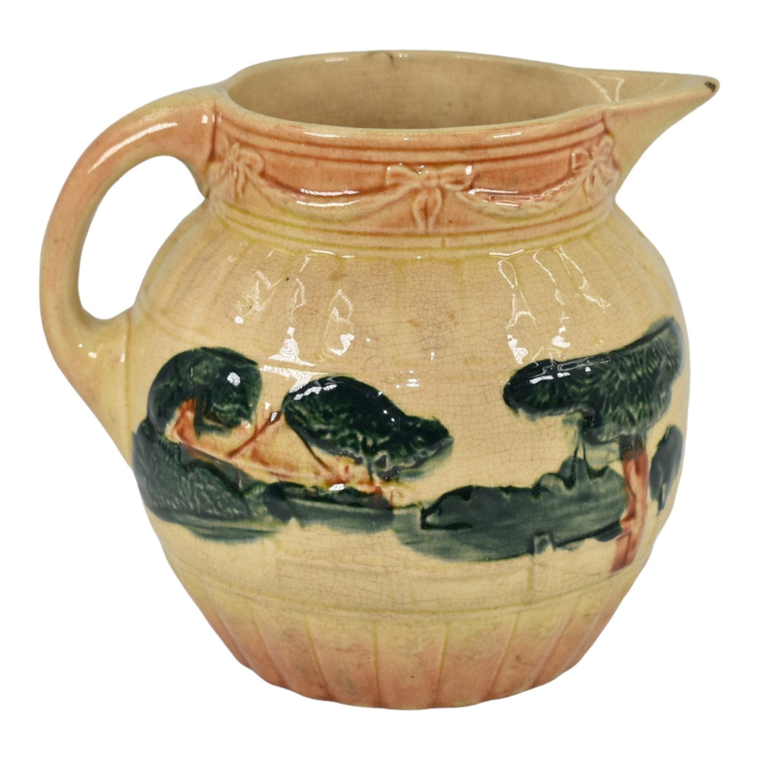 Roseville Early Ware 1910-16 Antique Pottery Brown Green Landscape Pitcher - Just Art Pottery