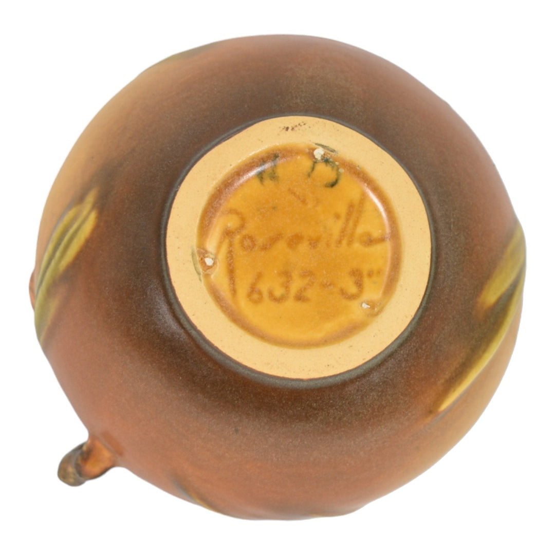 Roseville Pine Cone Brown 1936 Vintage Pottery Ceramic Jardiniere Planter 632-3