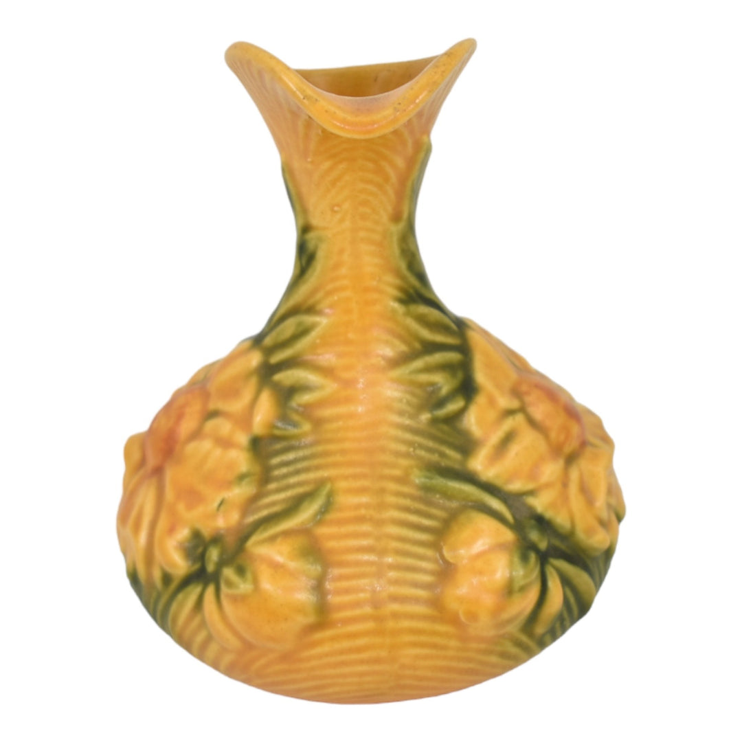 Roseville Peony Yellow 1942 Vintage Art Deco Pottery Pottery Ceramic Ewer 7-6 - Just Art Pottery