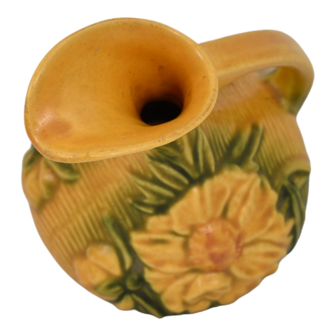 Roseville Peony Yellow 1942 Vintage Art Deco Pottery Pottery Ceramic Ewer 7-6 - Just Art Pottery