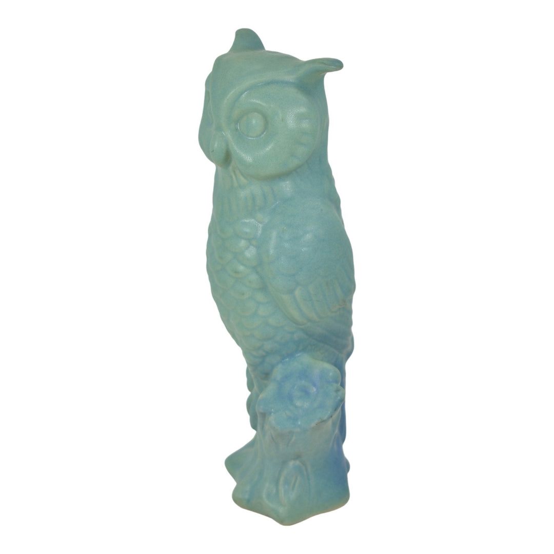 Van Briggle 1980s Vintage Art Pottery Blue Ceramic Owl Figurine Statue Trujillo - Just Art Pottery