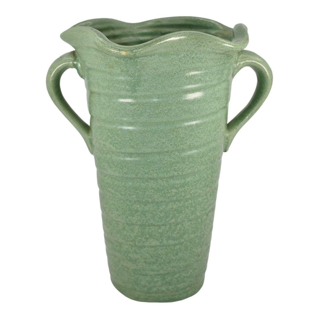Haeger 1920s Vintage Pottery Geranium Leaf Frosted Matte Green Ceramic Vase