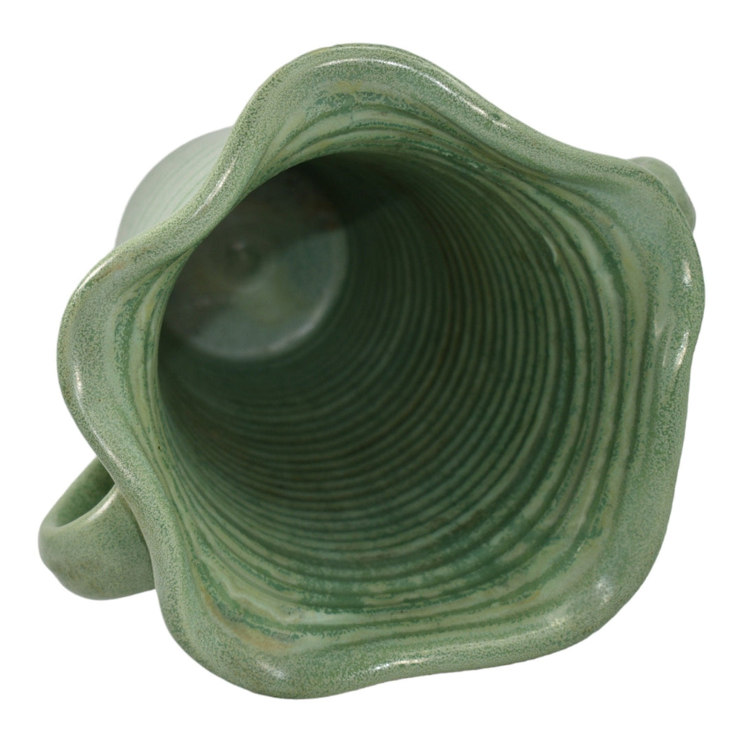 Haeger 1920s Vintage Pottery Geranium Leaf Frosted Matte Green Ceramic Vase
