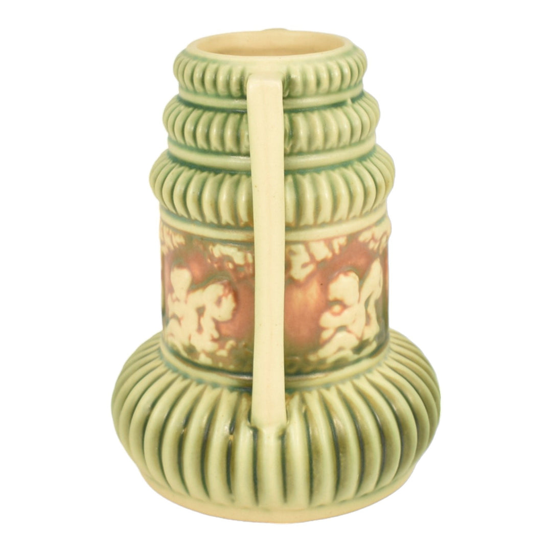 Roseville Donatello 1916 Vintage Art Pottery Buttressed Handled Ceramic Vase - Just Art Pottery