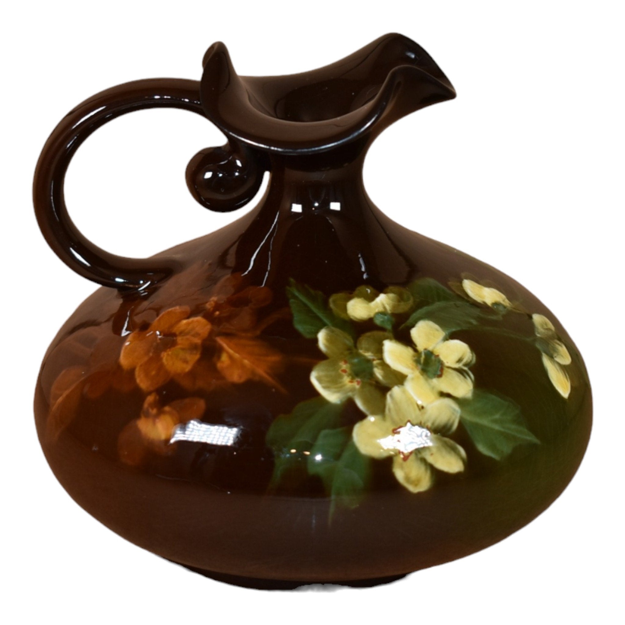 Weller Louwelsa 1900s Vintage Art Pottery Brown Ceramic Flower Ewer (P ...