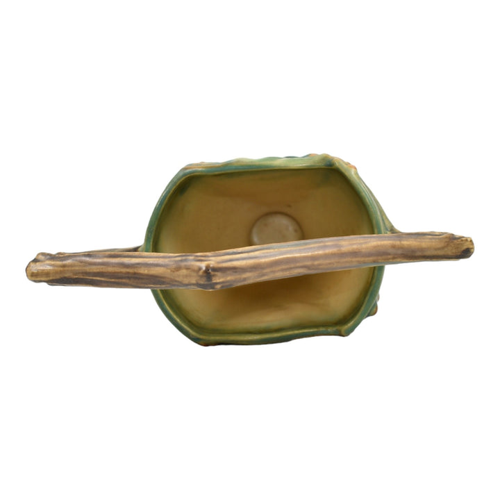 Roseville Bushberry Green 1941 Vintage Art Pottery Ceramic Basket 370-8 - Just Art Pottery