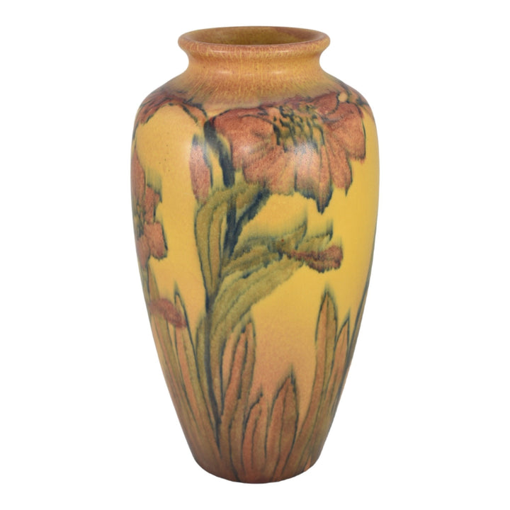 Rookwood 1927 Vintage Arts And Crafts Pottery Red Flower Yellow Vase 614D Abel - Just Art Pottery