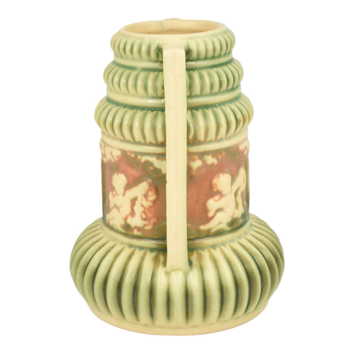 Roseville Donatello 1916 Vintage Art Pottery Buttressed Handled Ceramic Vase - Just Art Pottery