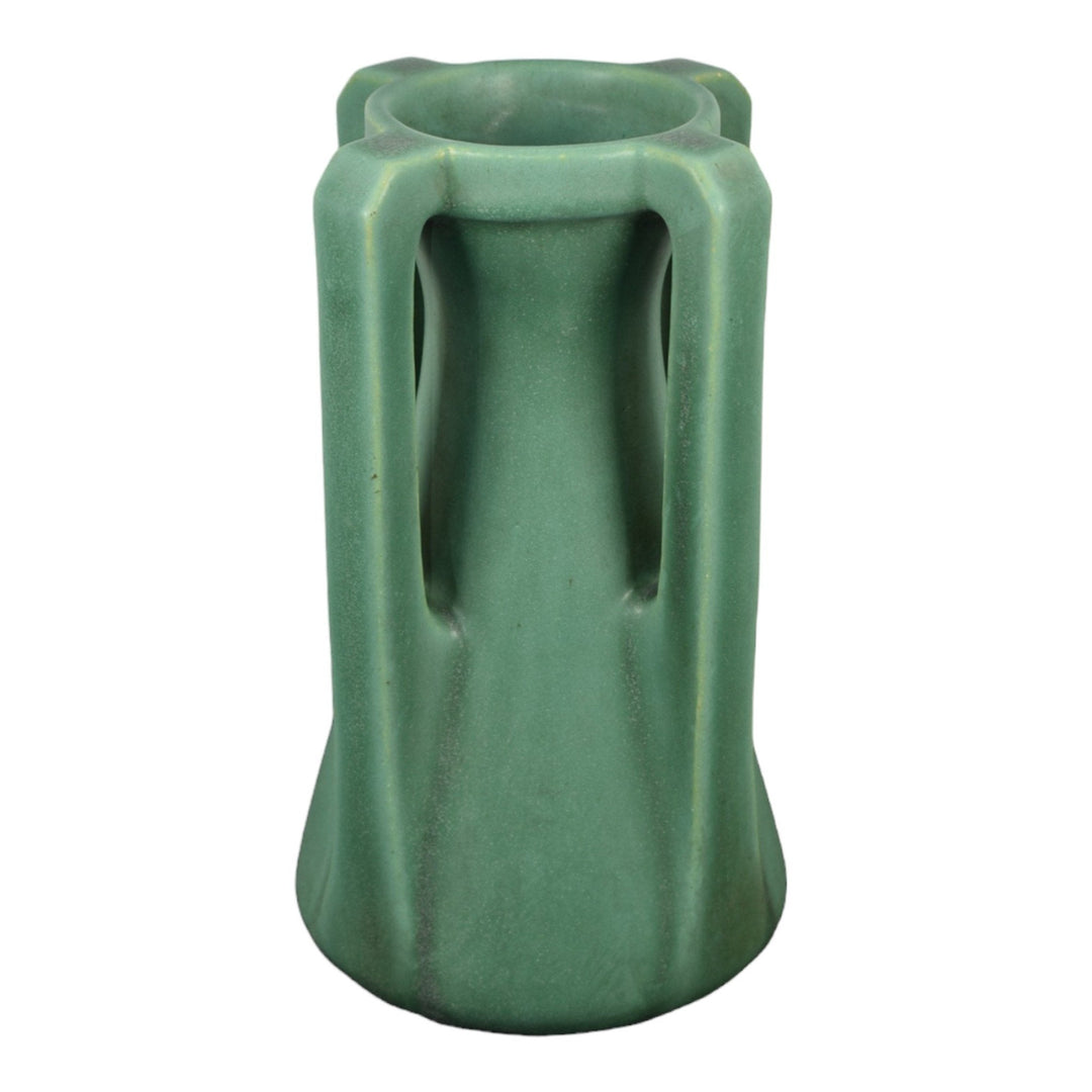 Teco Vintage Arts And Crafts Pottery Matte Green Four Handled Ceramic Vase 433 - Just Art Pottery