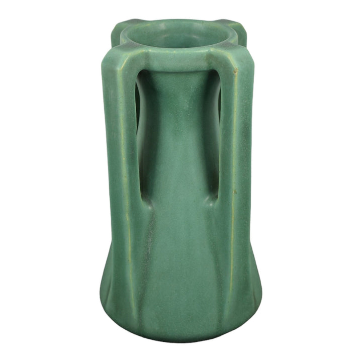 Teco Vintage Arts And Crafts Pottery Matte Green Four Handled Ceramic Vase 433 - Just Art Pottery