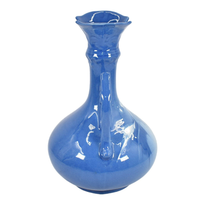 Roseville Azurean Blue 1903 Vintage Pottery Hand Painted Berries Leaves Vase 942 - Just Art Pottery