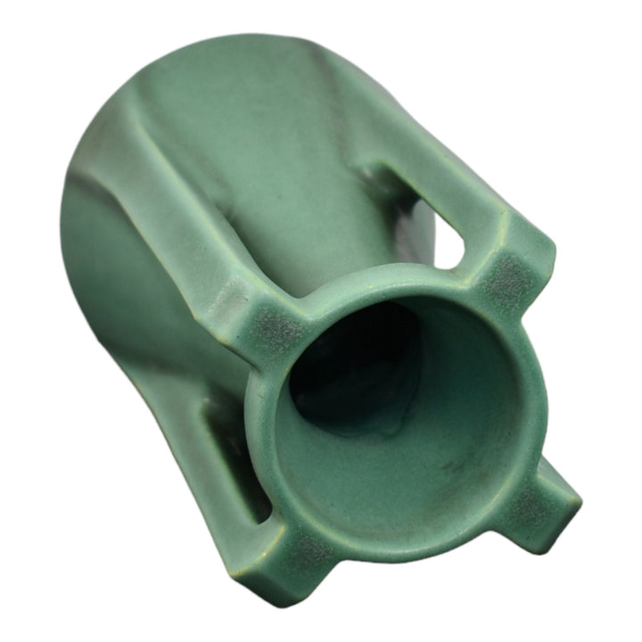 Teco Vintage Arts And Crafts Pottery Matte Green Four Handled Ceramic Vase 433 - Just Art Pottery