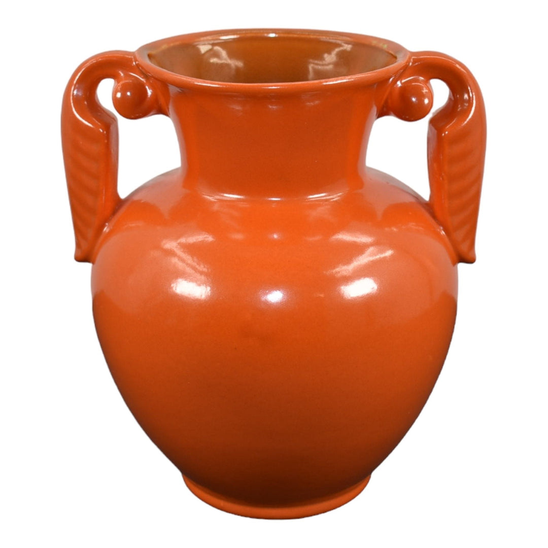 Stangl 1937-39 Vintage Art Deco Pottery Orange Handled Ceramic Flower Vase 3104 - Just Art Pottery
