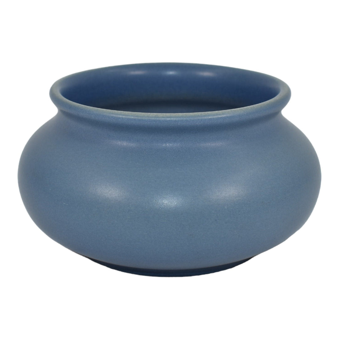 North Dakota School of Mines Vintage Art Pottery Matte Blue Ceramic Vase (Fried) - Just Art Pottery