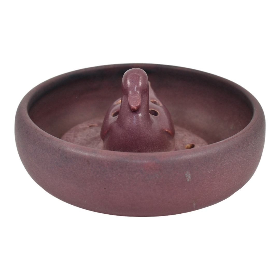 Van Briggle 1915 Arts And Crafts Pottery Mulberry Bowl Duck Flower Frog 714 - Just Art Pottery