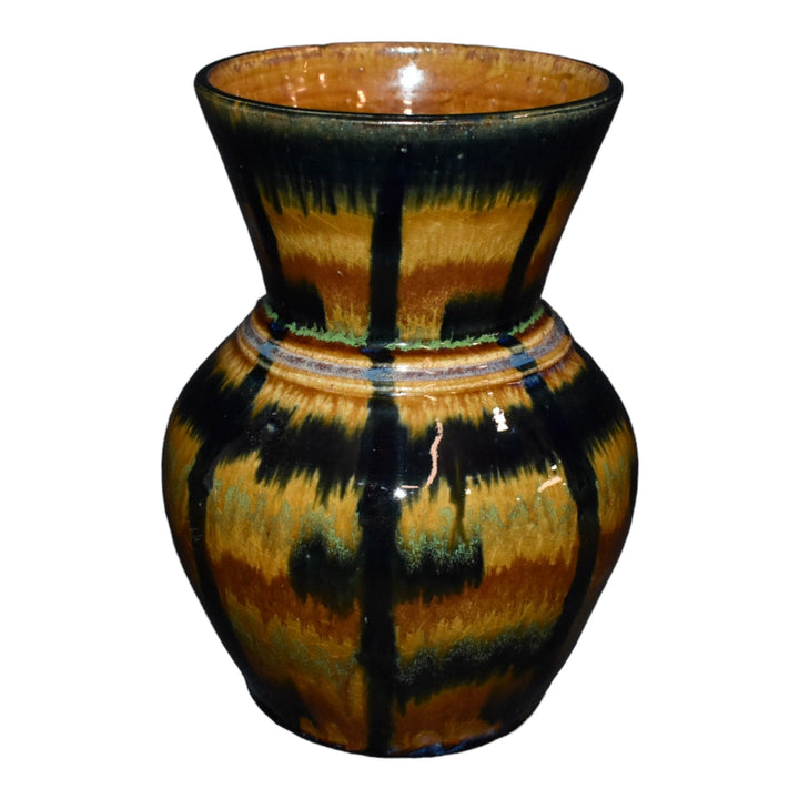 German 1928 Vintage Art Deco Pottery Brown Black Mottled Glaze Ceramic Vase - Just Art Pottery