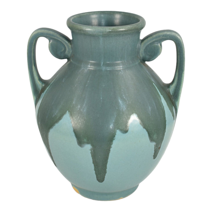 Roseville Carnelian I Blue Green 1926 Art Deco Pottery Ceramic Vase 311-7 - Just Art Pottery