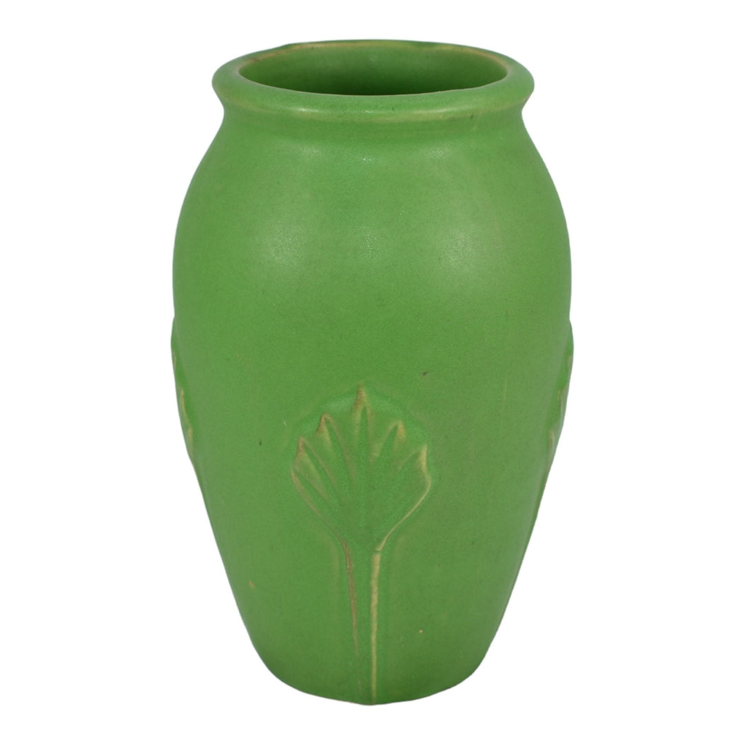 Robinson Ransbottom 1930s Vintage Ohio Pottery Matte Green Ceramic Vase 136 - Just Art Pottery