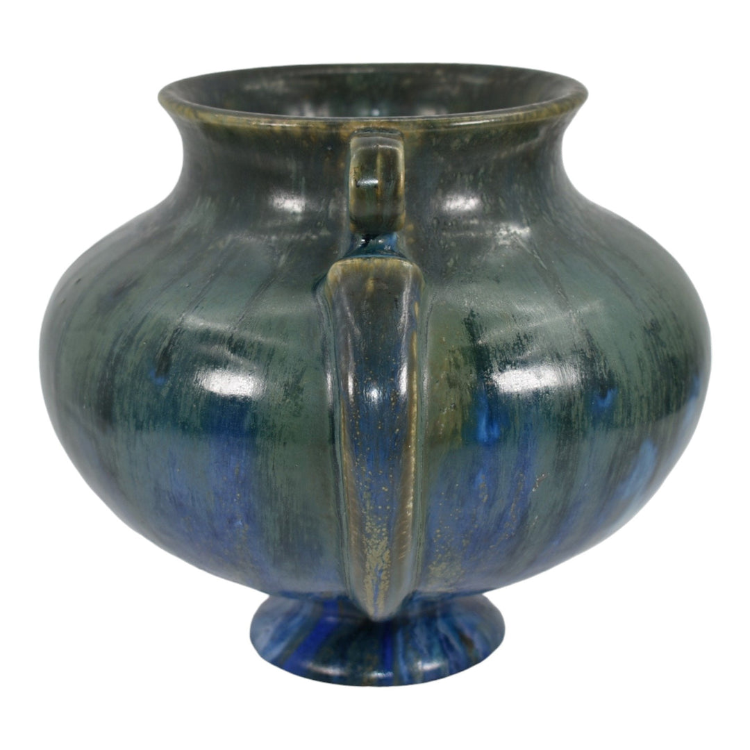 Fulper 1917-34 Vintage Arts And Crafts Pottery Blue Green Glaze Ceramic Vase 594