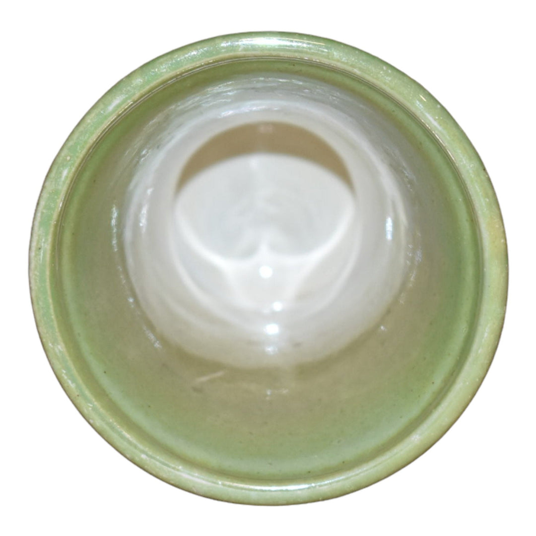 Cowan 1930s Vintage Art Pottery Luster Green Ceramic Flaring Rim Small Vase - Just Art Pottery