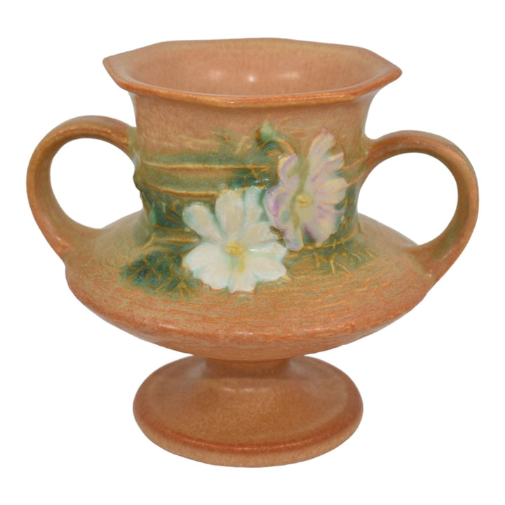 Roseville Cosmos Tan 1939 Vintage Art Deco Pottery Ceramic Flower Vase 134-4 - Just Art Pottery