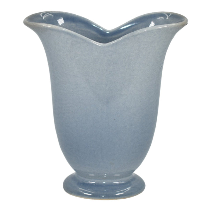 Red Wing 1940s Vintage Art Deco Pottery High Glaze Blue Ceramic Vase 999