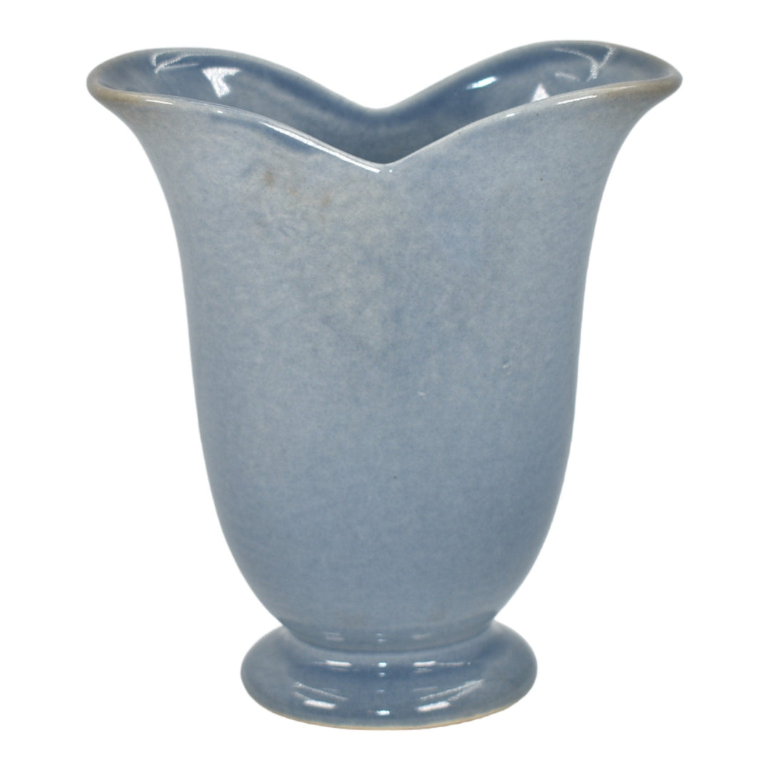 Red Wing 1940s Vintage Art Deco Pottery High Glaze Blue Ceramic Vase 999