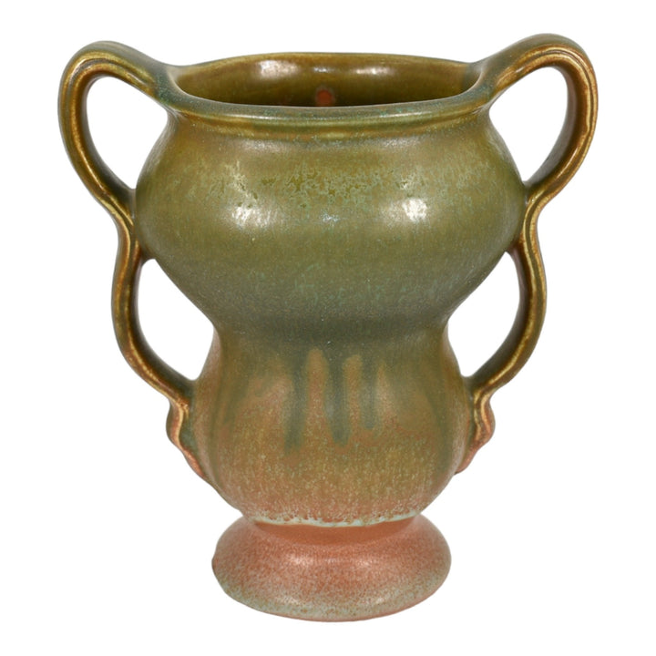 Weller Clarmont Elberta 1930s Art Deco Pottery Green Orange Glaze Variant Vase