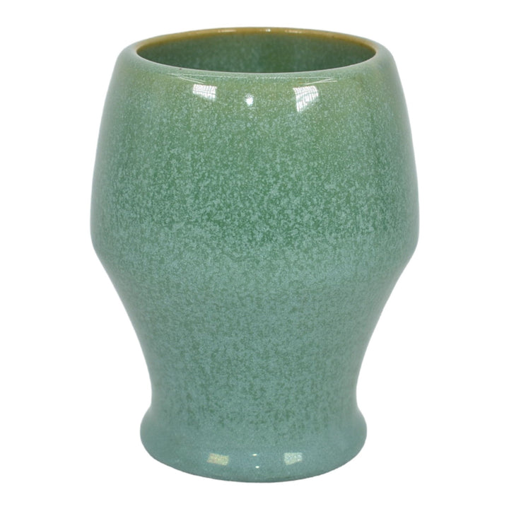 Dickota North Dakota 1930s Vintage Art Pottery Mottled Green Ceramic 4" Tumbler - Just Art Pottery