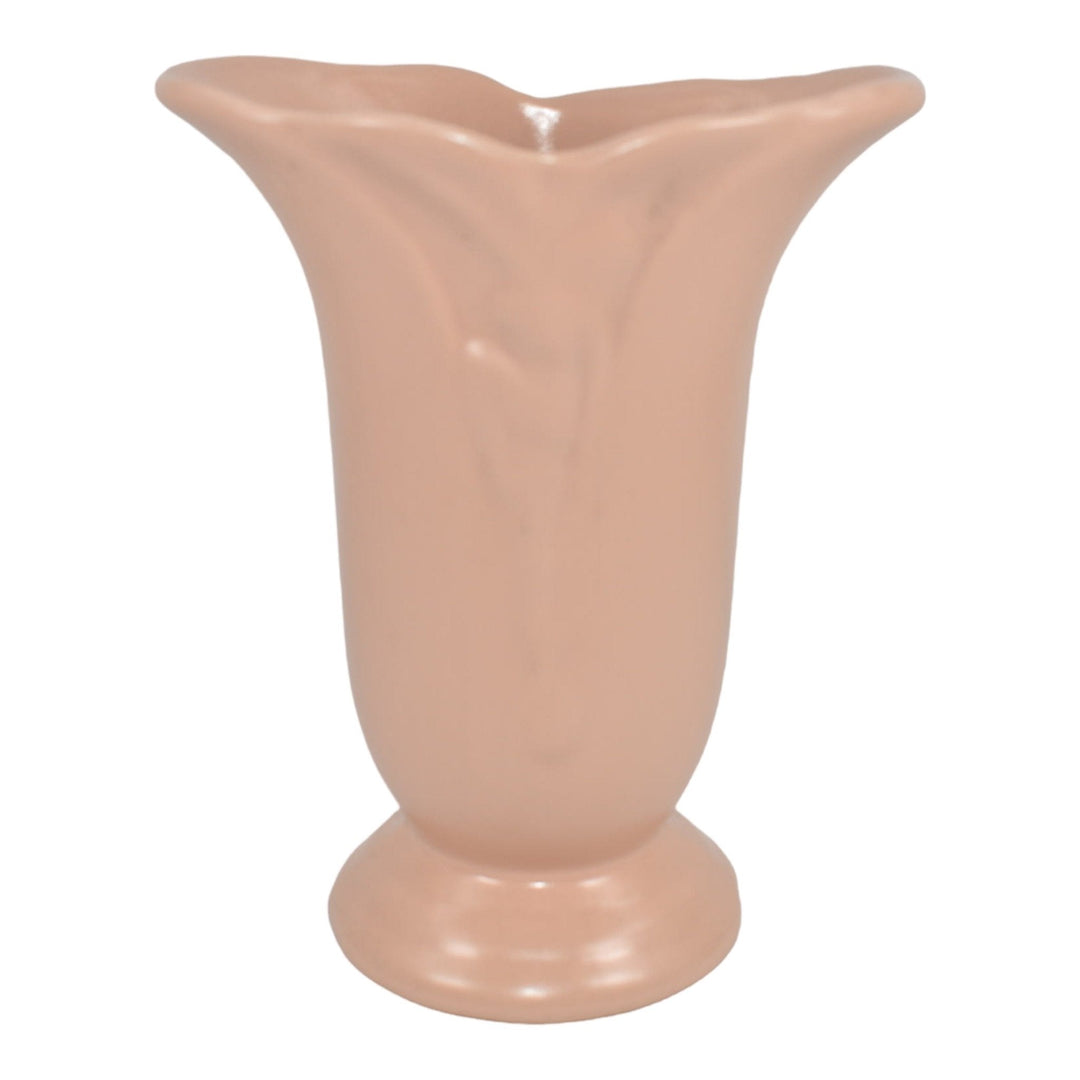 Rumrill 1930s Vintage Art Deco Pottery Pink Nude Flared Rim Flower Vase F-16 - Just Art Pottery