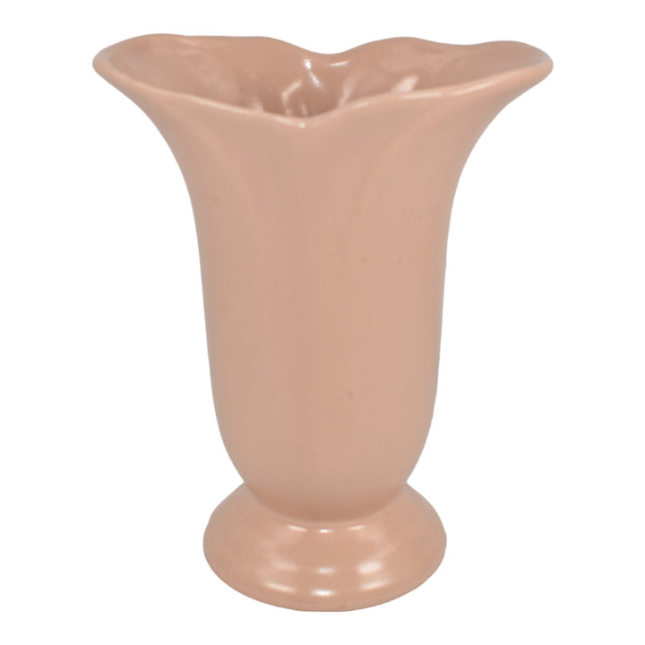 Rumrill 1930s Vintage Art Deco Pottery Pink Nude Flared Rim Flower Vase F-16 - Just Art Pottery
