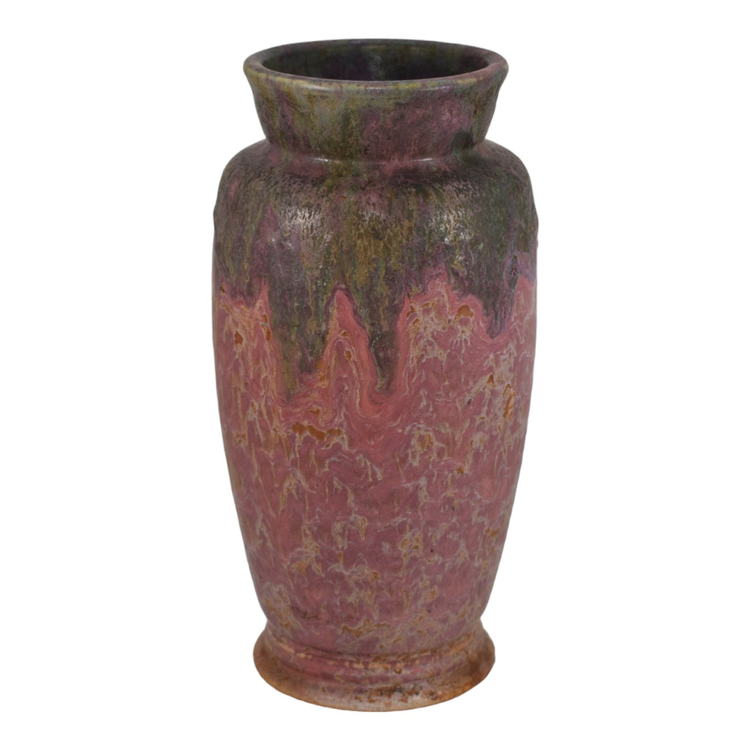 Roseville Carnelian II 1926 Vintage Pottery Red Green Drip Ceramic Vase 315-10 - Just Art Pottery