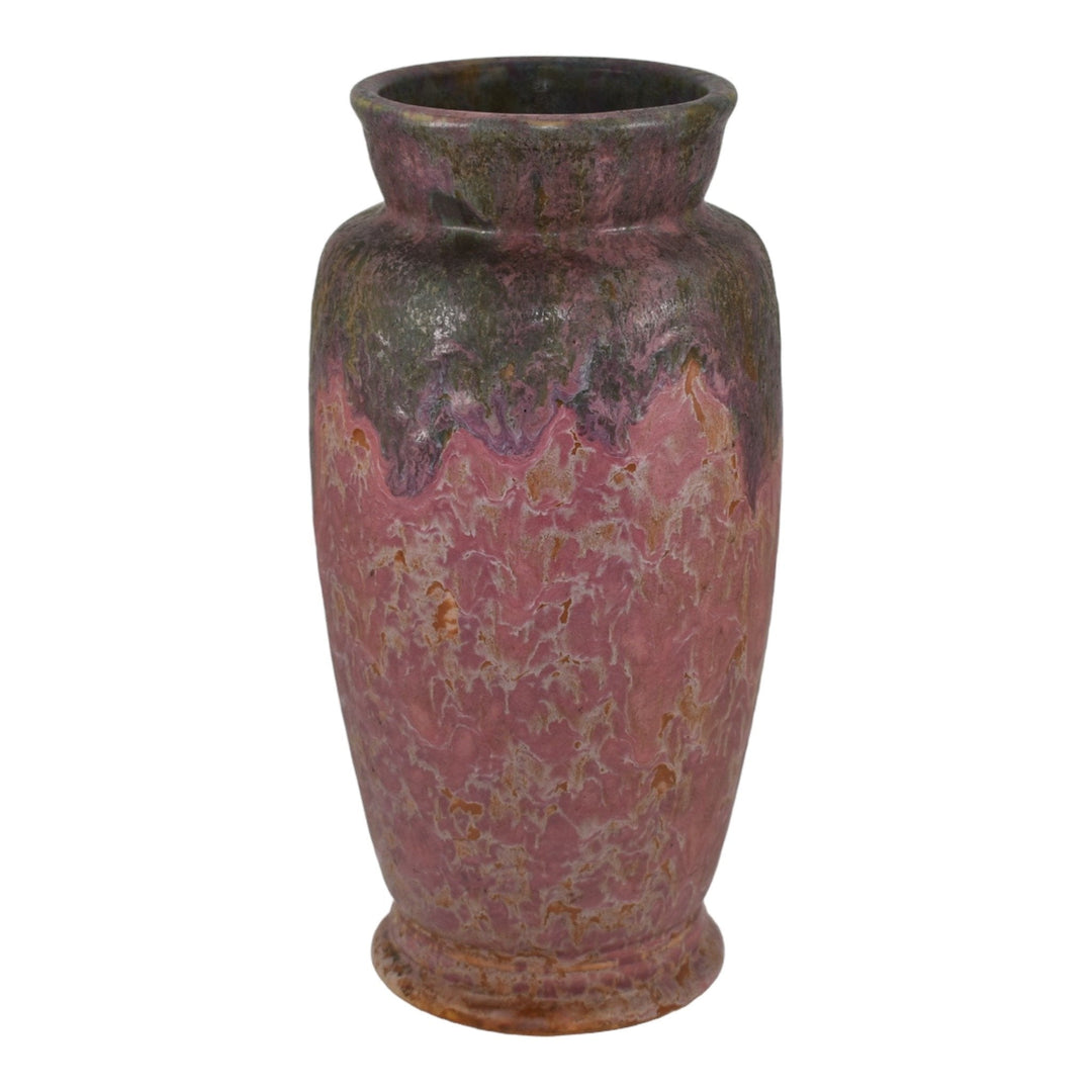 Roseville Carnelian II 1926 Vintage Pottery Red Green Drip Ceramic Vase 315-10 - Just Art Pottery