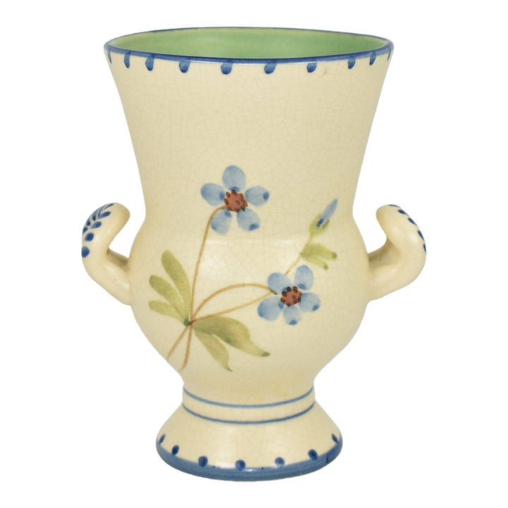 Weller Bonito 1927-33 Vintage Pottery Hand Painted Blue Flower Ceramic Vase - Just Art Pottery